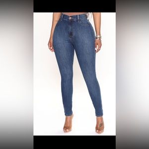 FASHION NOVA luxe high waist skinny jeans in dark blue